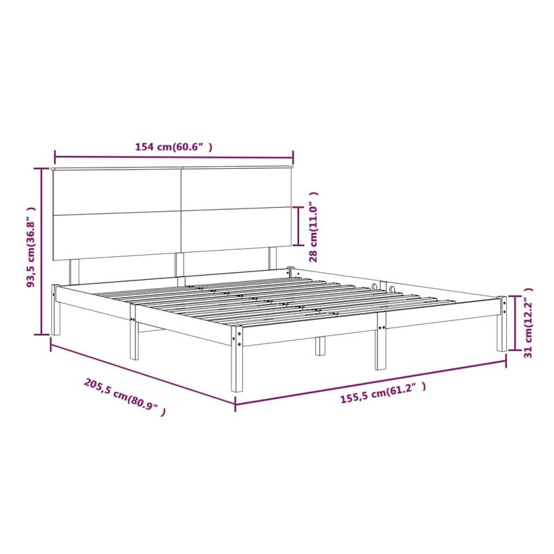 Casa si Gradina - Mobilier - Paturi si accesorii - Paturi - Cadru de pat King Size, 150x200 cm, lemn masiv - Infinity.ro