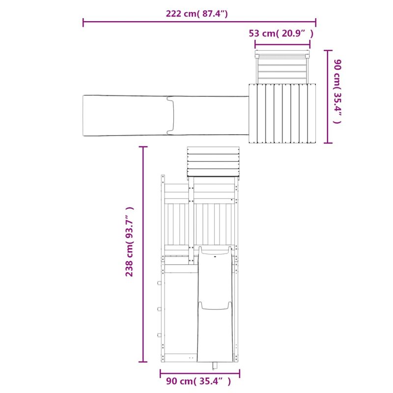 Jucarii, Copii si Bebe - Jucarii si jocuri - Jucarii de exterior - Spatii de joaca si accesorii - Set de joaca pentru exterior, lemn de pin impregnat - Infinity.ro