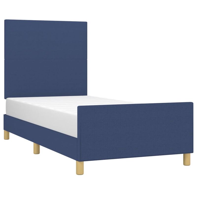 Casa si Gradina - Mobilier - Paturi si accesorii - Paturi - Cadru de pat cu tablie, albastru, 90x200 cm, textil - Infinity.ro