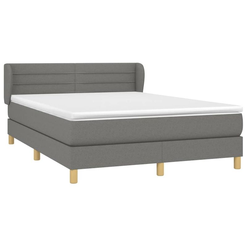 Casa si Gradina - Mobilier - Paturi si accesorii - Paturi - Pat box spring cu saltea, gri inchis, 140x200 cm, textil - Infinity.ro