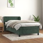 Casa si Gradina - Mobilier - Paturi si accesorii - Paturi - Pat box spring cu saltea, verde inchis, 90x200 cm, catifea - Infinity.ro
