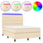 Casa si Gradina - Mobilier - Paturi si accesorii - Paturi - Pat cu arcuri, saltea si LED, crem, 140x190 cm, textil - Infinity.ro