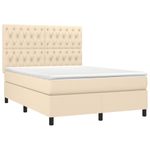 Casa si Gradina - Mobilier - Paturi si accesorii - Paturi - Pat cu arcuri, saltea si LED, crem, 140x190 cm, textil - Infinity.ro