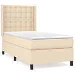 Casa si Gradina - Mobilier - Paturi si accesorii - Paturi - Pat box spring cu saltea, crem, 80x200 cm, textil - Infinity.ro