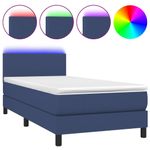 Casa si Gradina - Mobilier - Paturi si accesorii - Paturi - Pat cu arcuri, saltea si LED, albastru, 90x200 cm, textil - Infinity.ro