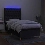 Casa si Gradina - Mobilier - Paturi si accesorii - Paturi - Pat cu arcuri, saltea si LED, negru, 90x190 cm, textil - Infinity.ro