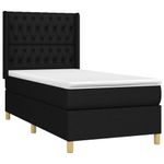 Casa si Gradina - Mobilier - Paturi si accesorii - Paturi - Pat cu arcuri, saltea si LED, negru, 90x190 cm, textil - Infinity.ro