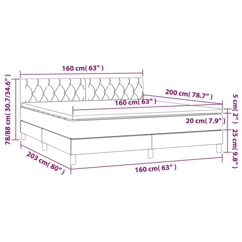 Casa si Gradina - Mobilier - Paturi si accesorii - Paturi - Pat cu arcuri, saltea si LED, negru, 160x200 cm, textil - Infinity.ro
