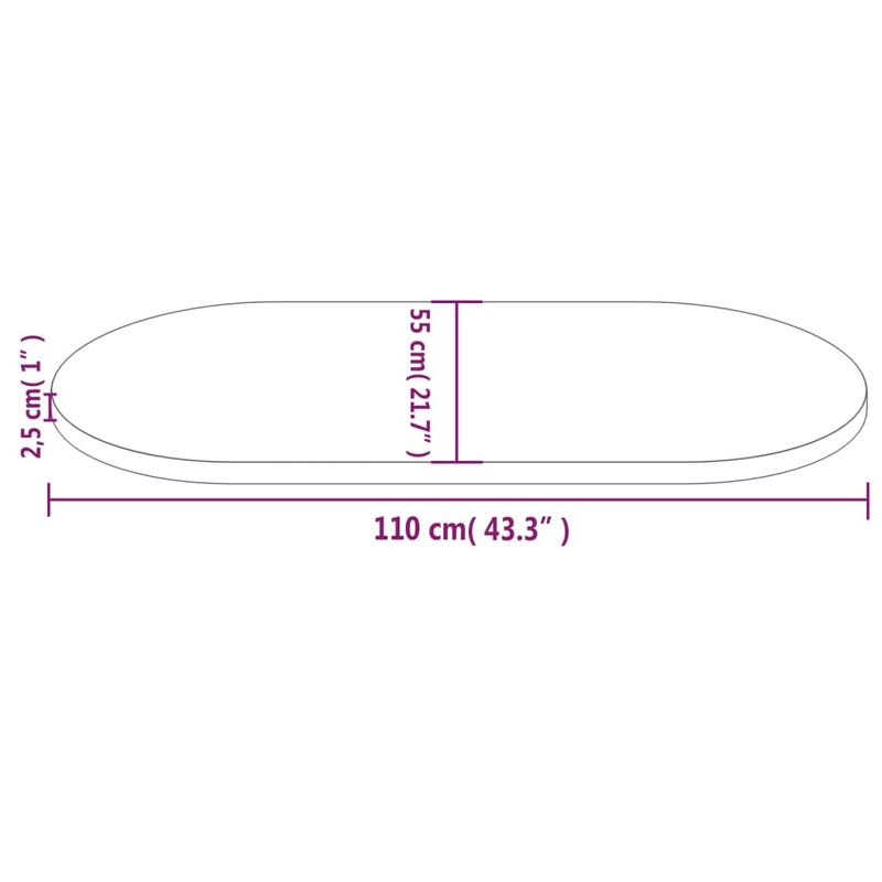 Casa si Gradina - Mobilier - Feronerie si accesorii mobila - Blat de masa, 110x55x2,5 cm, lemn masiv de pin, oval - Infinity.ro