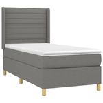 Casa si Gradina - Mobilier - Paturi si accesorii - Paturi - Pat cu arcuri, saltea si LED, gri inchis, 80x200 cm, textil - Infinity.ro