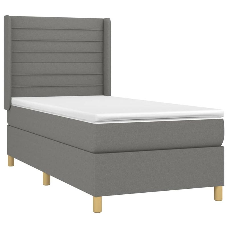 Casa si Gradina - Mobilier - Paturi si accesorii - Paturi - Pat cu arcuri, saltea si LED, gri inchis, 80x200 cm, textil - Infinity.ro