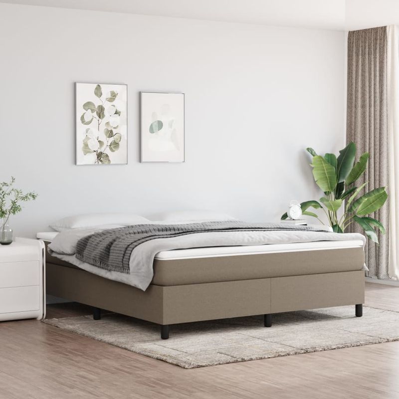 Casa si Gradina - Mobilier - Paturi si accesorii - Paturi - Pat continental cu saltea, gri taupe, 180x200 cm, textil - Infinity.ro