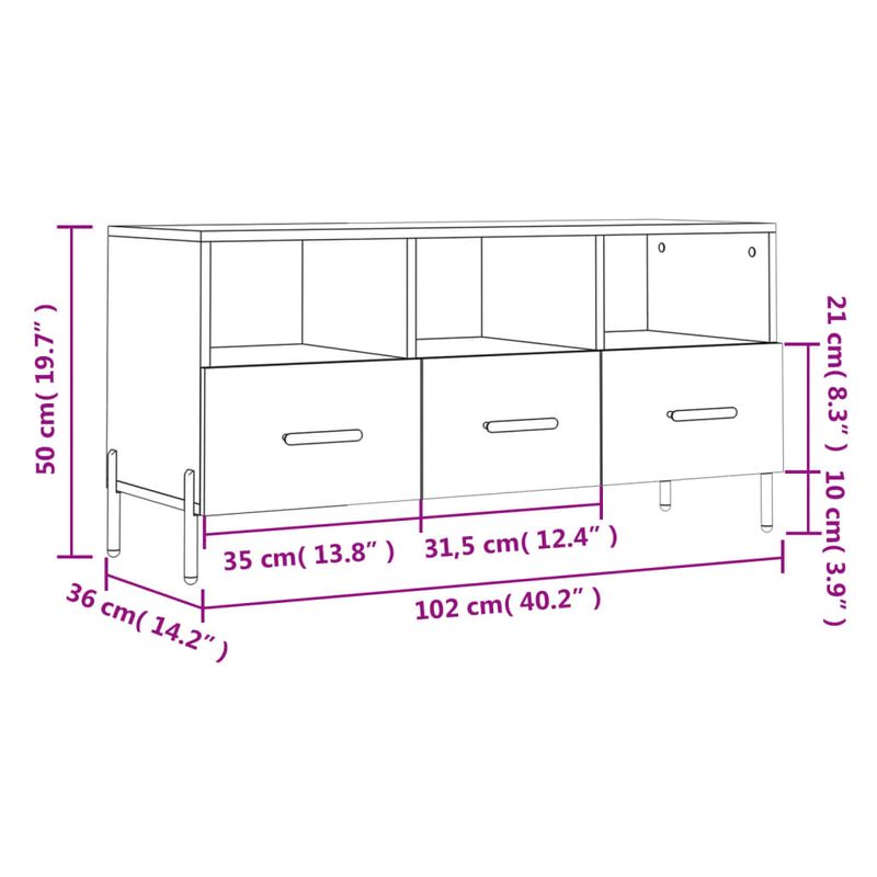 Casa si Gradina - Mobilier - Comode si corpuri - Comode - Comoda TV, alb extralucios, 102x36x50 cm, lemn prelucrat - Infinity.ro