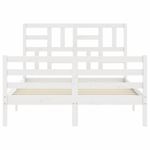 Casa si Gradina - Mobilier - Paturi si accesorii - Paturi - Cadru de pat cu tablie, dublu, alb, lemn masiv - Infinity.ro