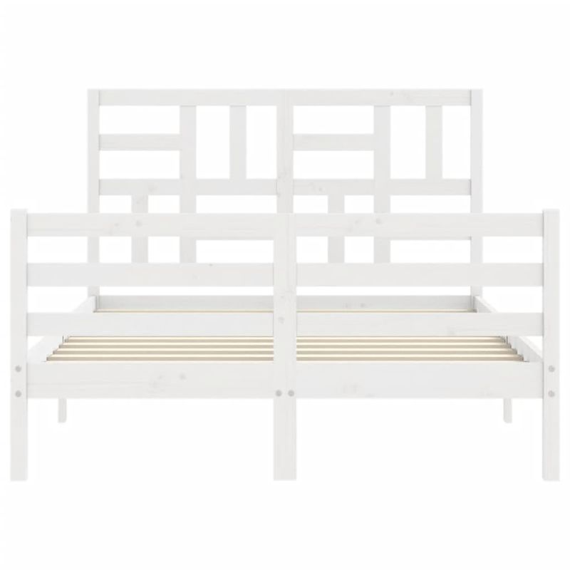 Casa si Gradina - Mobilier - Paturi si accesorii - Paturi - Cadru de pat cu tablie, dublu, alb, lemn masiv - Infinity.ro