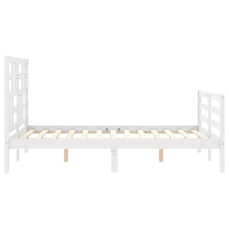 Casa si Gradina - Mobilier - Paturi si accesorii - Paturi - Cadru de pat cu tablie, dublu, alb, lemn masiv - Infinity.ro