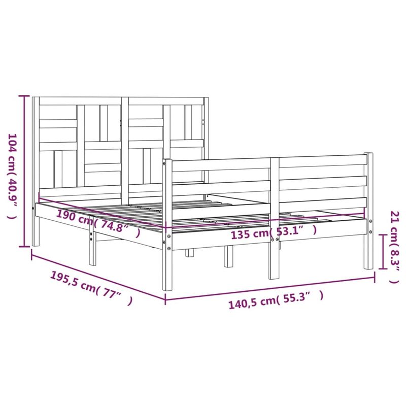 Casa si Gradina - Mobilier - Paturi si accesorii - Paturi - Cadru de pat cu tablie, dublu, alb, lemn masiv - Infinity.ro