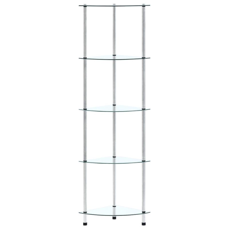 Casa si Gradina - Mobilier - Biblioteci si rafturi - Biblioteci - Raft cu 5 niveluri transparent, 30x30x130 cm, sticla securizata - Infinity.ro