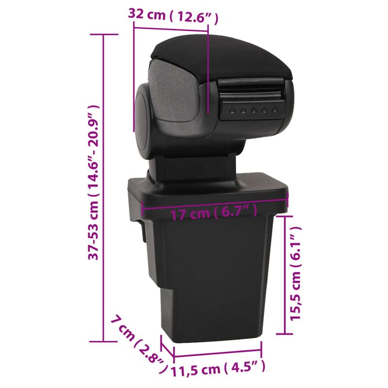 Auto si Moto - Piese auto si accesorii - Interior auto - Scaune si banchete - Cotiera auto, negru, 17x32x(37-53) cm ABS - Infinity.ro