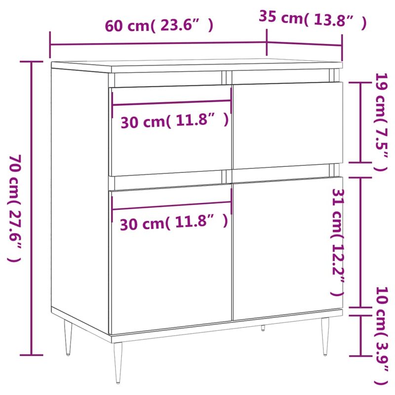 Casa si Gradina - Mobilier - Comode si corpuri - Comode - Servanta, gri beton, 60x35x70 cm, lemn prelucrat - Infinity.ro