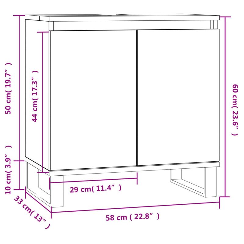 Casa si Gradina - Mobilier - Mobilier baie - Comode baie - Comoda de baie, gri beton, 58x33x60 cm, lemn prelucrat - Infinity.ro