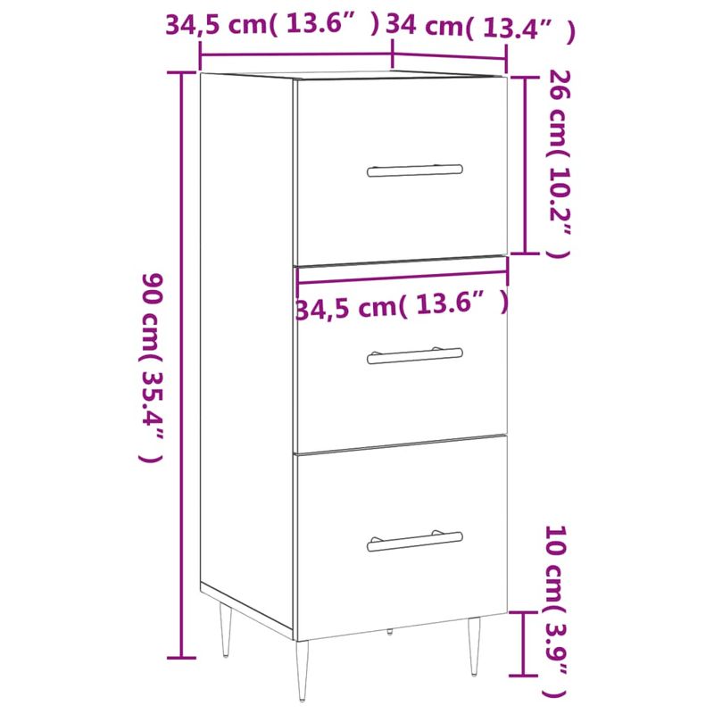 Casa si Gradina - Mobilier - Comode si corpuri - Comode - Servanta, stejar fumuriu, 34,5x34x90 cm, lemn compozit - Infinity.ro