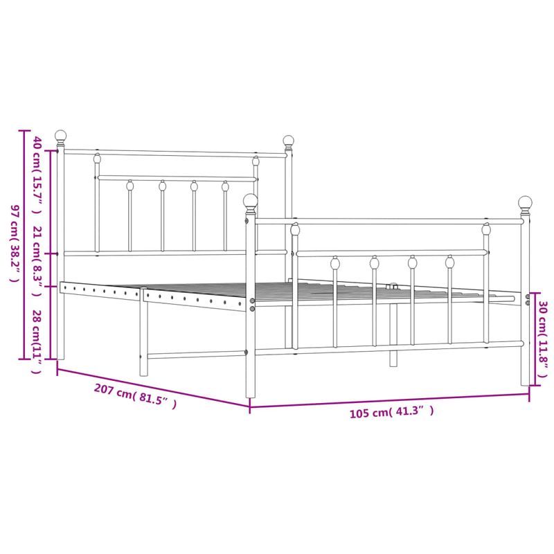 Casa si Gradina - Mobilier - Paturi si accesorii - Paturi - Cadru de pat metalic cu tablie de cap/picioare, alb, 100x200 cm - Infinity.ro