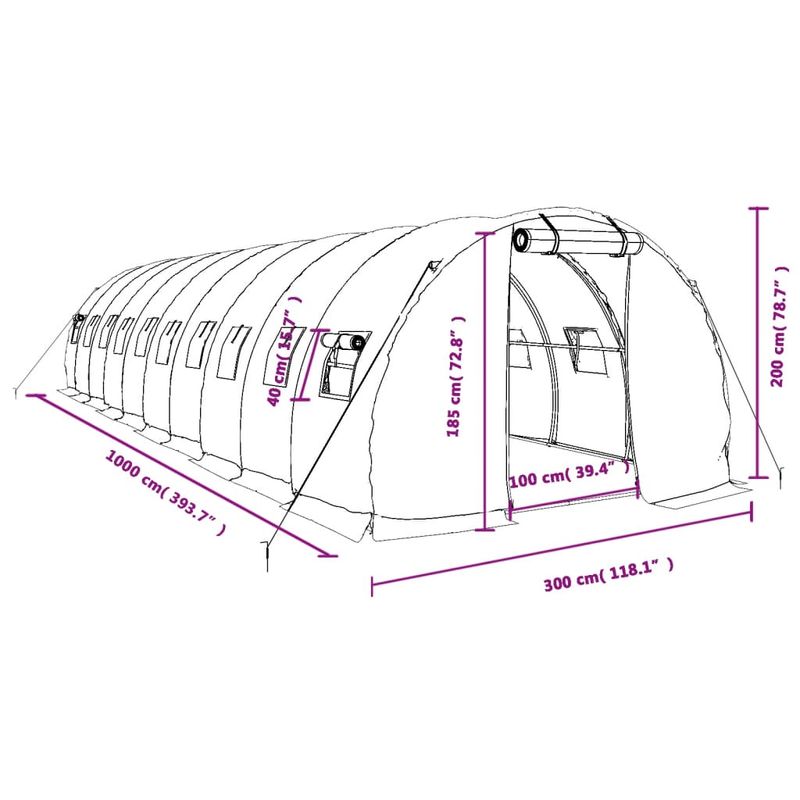 Casa si Gradina - Gradinarit si plante - Sere si solarii - Sera cu cadru din otel, alb, 30 m², 10x3x2 m - Infinity.ro