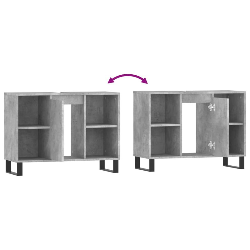 Casa si Gradina - Mobilier - Mobilier baie - Comode baie - Comoda pentru baie, gri beton, 80x33x60 cm, lemn compozit - Infinity.ro