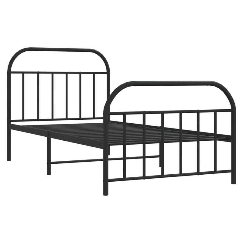 Casa si Gradina - Mobilier - Paturi si accesorii - Paturi - Cadru pat metalic cu tablii de cap/picioare, negru, 107x203 cm - Infinity.ro