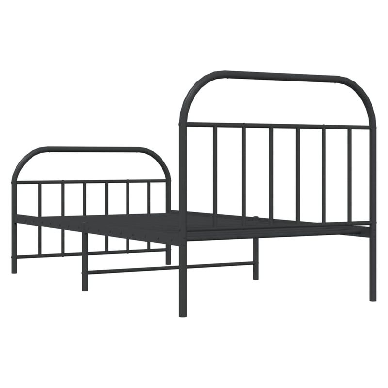 Casa si Gradina - Mobilier - Paturi si accesorii - Paturi - Cadru pat metalic cu tablii de cap/picioare, negru, 107x203 cm - Infinity.ro