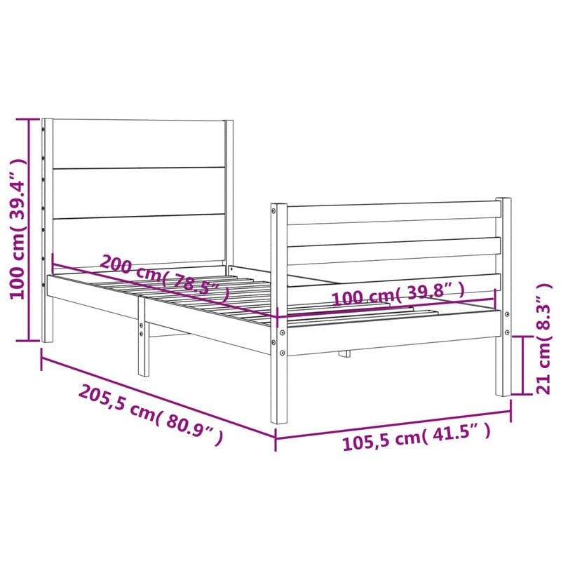 Casa si Gradina - Mobilier - Paturi si accesorii - Paturi - Cadru de pat cu tablie, alb, 100x200 cm, lemn masiv - Infinity.ro