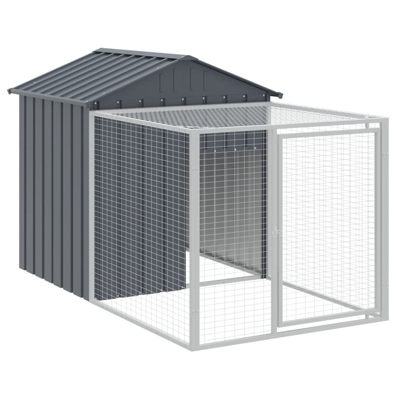 Petshop - Accesorii petshop - Culcusuri si custi - Tarcuri si colivii - Cotet de pui cu tarc antracit 117x405x123 cm otel galvanizat - Infinity.ro