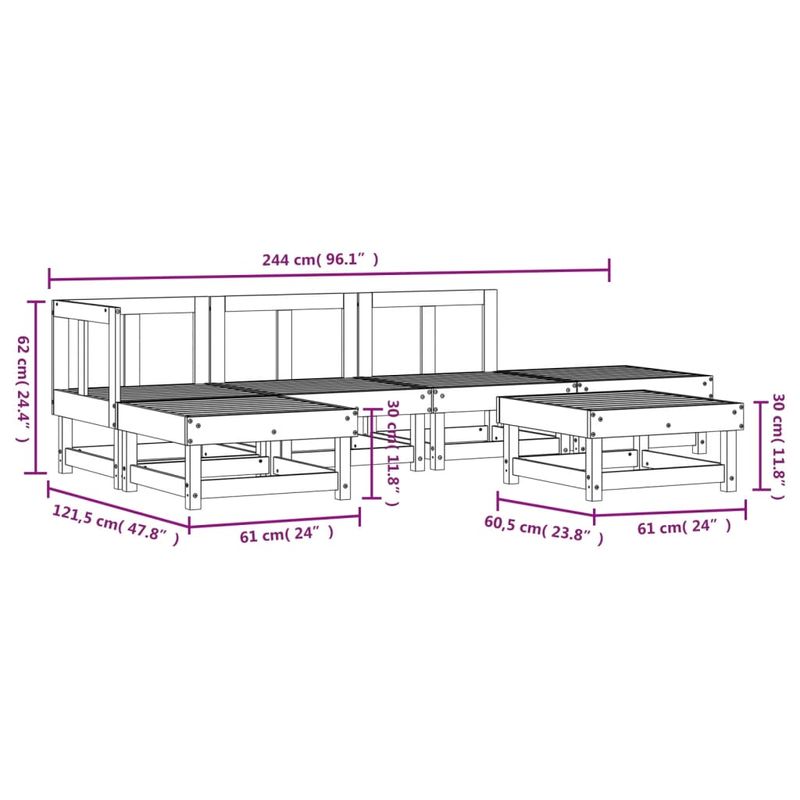 Casa si Gradina - Gradina si terasa - Mobilier exterior - Seturi mobila gradina - Set mobilier de gradina, 6 piese, alb, lemn masiv pin - Infinity.ro