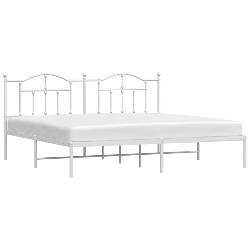 Casa si Gradina - Mobilier - Paturi si accesorii - Paturi - Cadru de pat metalic cu tablie, alb, 200x200 cm - Infinity.ro
