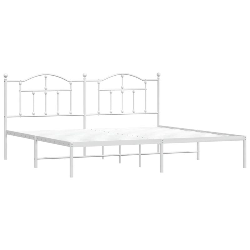 Casa si Gradina - Mobilier - Paturi si accesorii - Paturi - Cadru de pat metalic cu tablie, alb, 200x200 cm - Infinity.ro