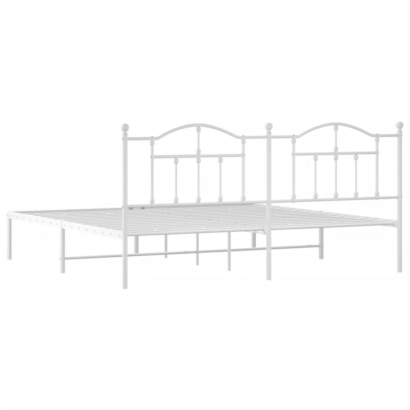 Casa si Gradina - Mobilier - Paturi si accesorii - Paturi - Cadru de pat metalic cu tablie, alb, 200x200 cm - Infinity.ro