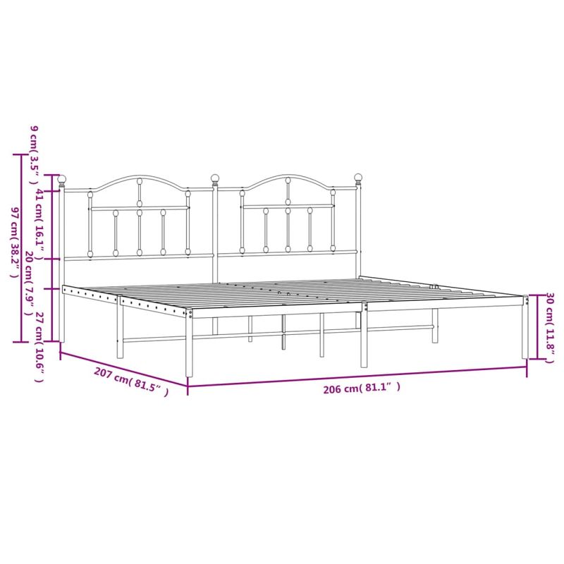 Casa si Gradina - Mobilier - Paturi si accesorii - Paturi - Cadru de pat metalic cu tablie, alb, 200x200 cm - Infinity.ro
