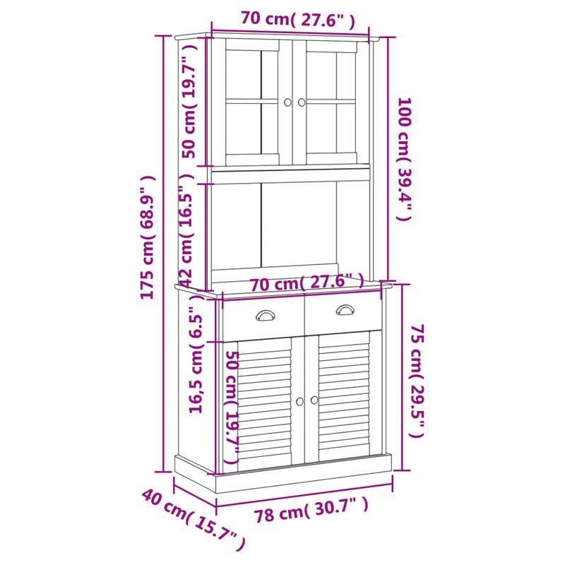 Casa si Gradina - Mobilier - Comode si corpuri - Corpuri bucatarie - Dulap inalt VIGO, 78x40x175 cm, lemn masiv de pin, model cu 2 uși - Infinity.ro