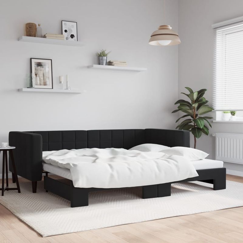 Casa si Gradina - Mobilier - Paturi si accesorii - Paturi - Pat de zi cu extensie, negru, 90x200 cm, catifea - Infinity.ro