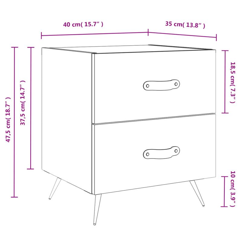 Casa si Gradina - Mobilier - Comode si corpuri - Noptiere - Noptiera, stejar fumuriu, 40x35x47,5 cm, lemn compozit - Infinity.ro