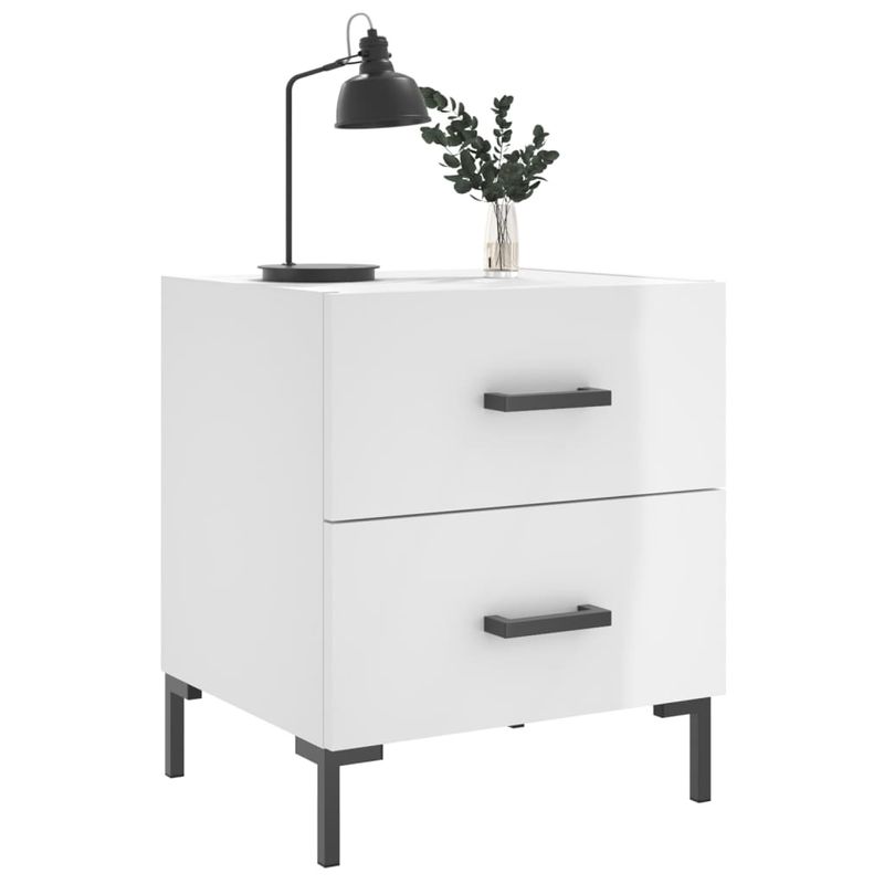 Casa si Gradina - Mobilier - Comode si corpuri - Noptiere - Noptiere, 2 buc., alb extralucios, 40x35x47,5 cm, lemn compozit - Infinity.ro