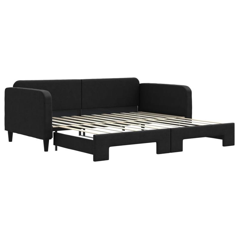 Casa si Gradina - Mobilier - Paturi si accesorii - Paturi - Pat de zi cu extensie, negru, 100x200 cm, textil - Infinity.ro
