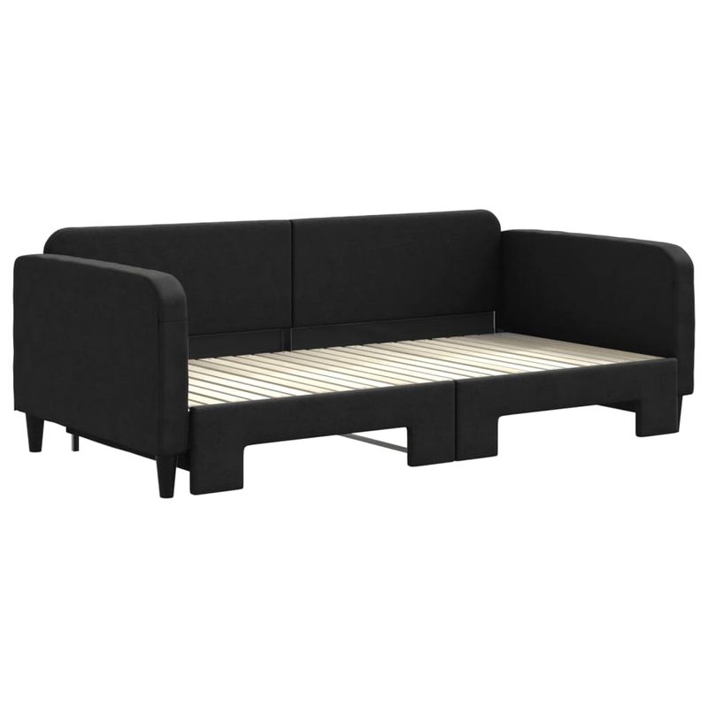 Casa si Gradina - Mobilier - Paturi si accesorii - Paturi - Pat de zi cu extensie, negru, 100x200 cm, textil - Infinity.ro