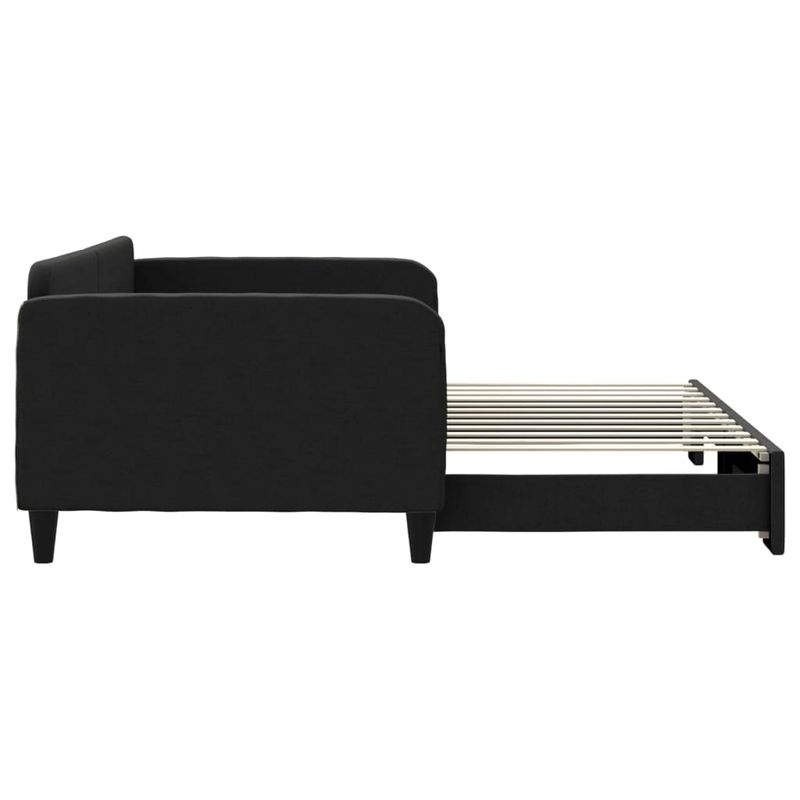 Casa si Gradina - Mobilier - Paturi si accesorii - Paturi - Pat de zi cu extensie, negru, 100x200 cm, textil - Infinity.ro