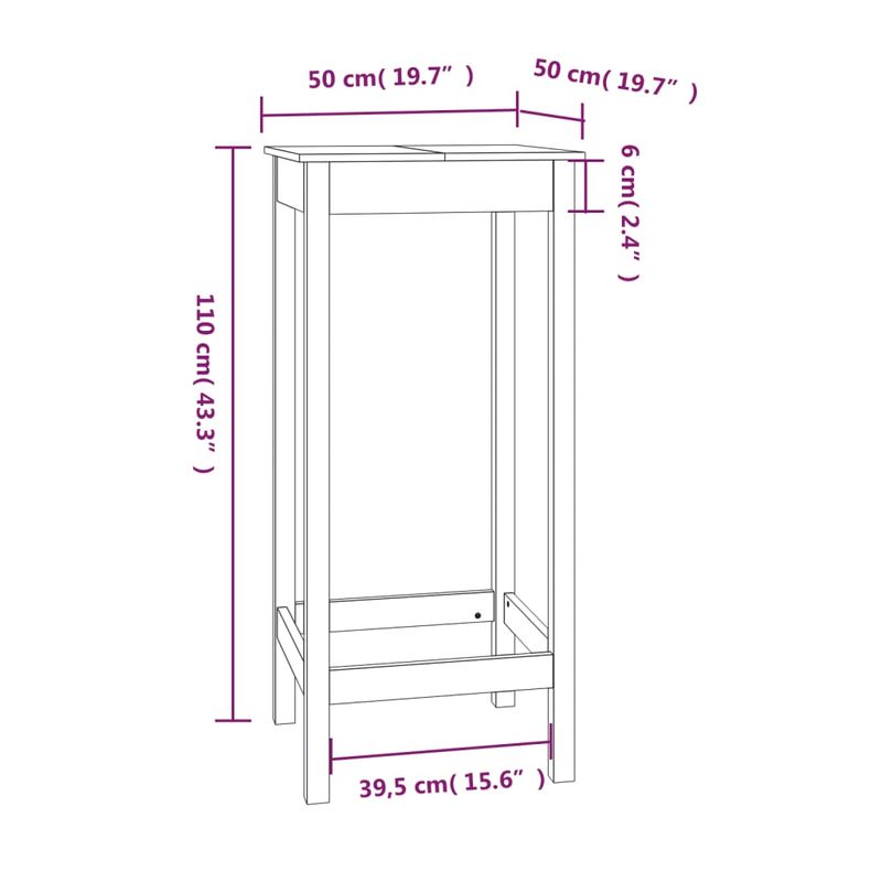 Casa si Gradina - Mobilier - Mese si birouri - Mese bucatarie si dining - Masa de bar, alb, 50x50x110 cm, lemn masiv de pin - Infinity.ro