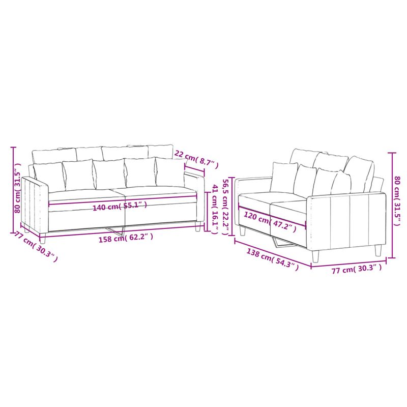Casa si Gradina - Mobilier - Seturi de mobilier - Seturi living - Set de canapele cu perne, 2 piese, maro, catifea - Infinity.ro