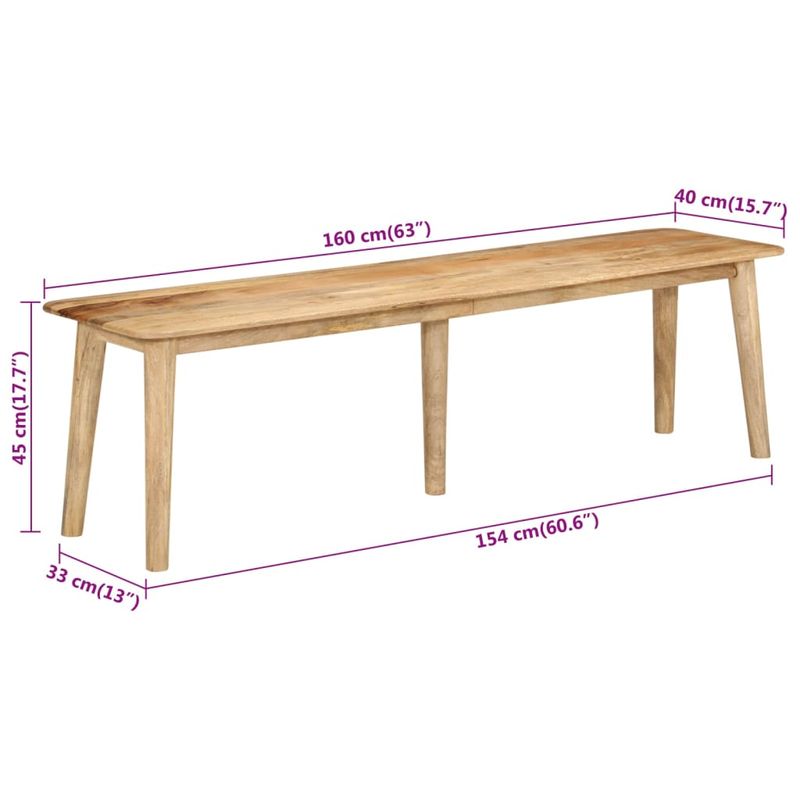 Casa si Gradina - Mobilier - Canapele si coltare - Banchete - Banca, 160x40x45 cm, lemn masiv de mango - Infinity.ro