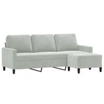 Casa si Gradina - Mobilier - Canapele si coltare - Canapele - Canapea cu 3 locuri si taburet, gri deschis, 180 cm, catifea - Infinity.ro