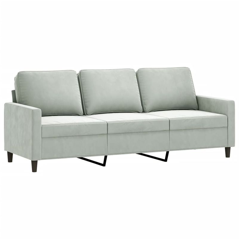 Casa si Gradina - Mobilier - Canapele si coltare - Canapele - Canapea cu 3 locuri si taburet, gri deschis, 180 cm, catifea - Infinity.ro
